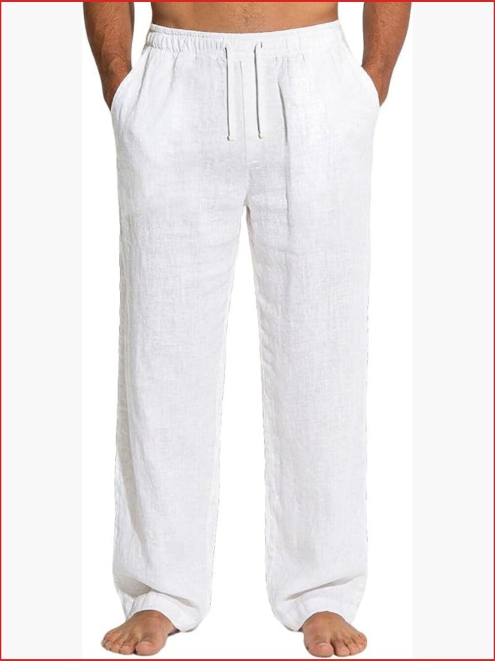 Linen Pants Casual Loose Fit Drawstring Lightweight Summer Beach Vacation